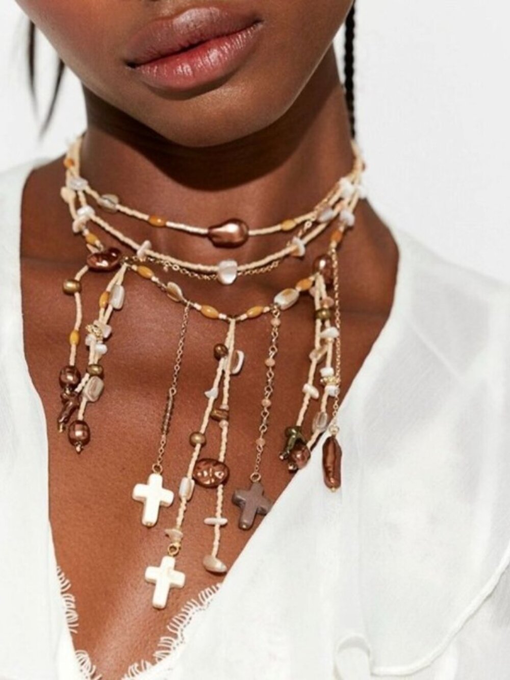 NWT Free People Ariana Ost Something Beautiful Necklace with Mother of Pearl